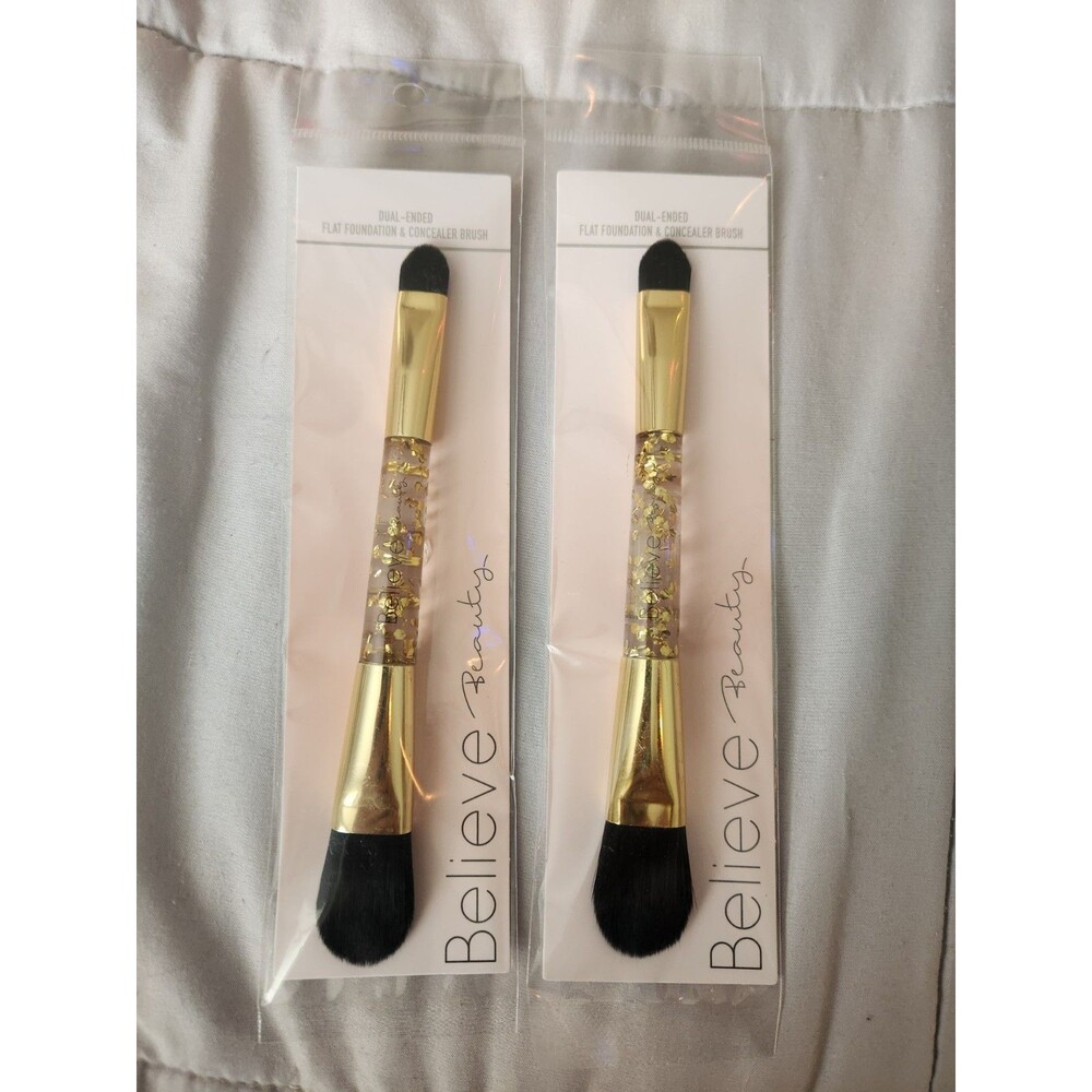 2-PACK / Believe Beauty DUAL-ENDED FLAT FRONT FOUNDATION & CONCEALER BRUSHES